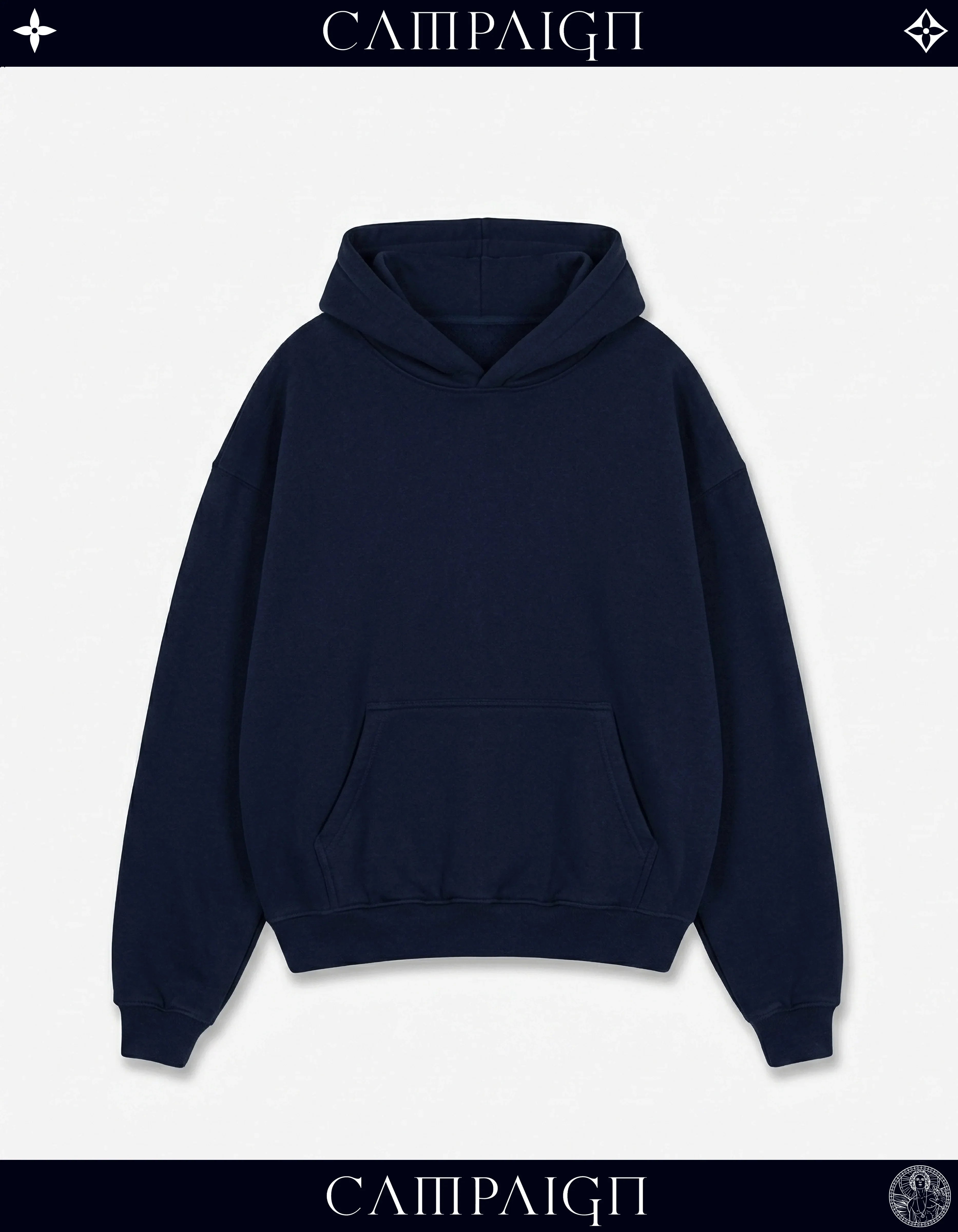 Campaign Regal Blank High-End Oversize Navy Hoodie 100% Premium Cotton