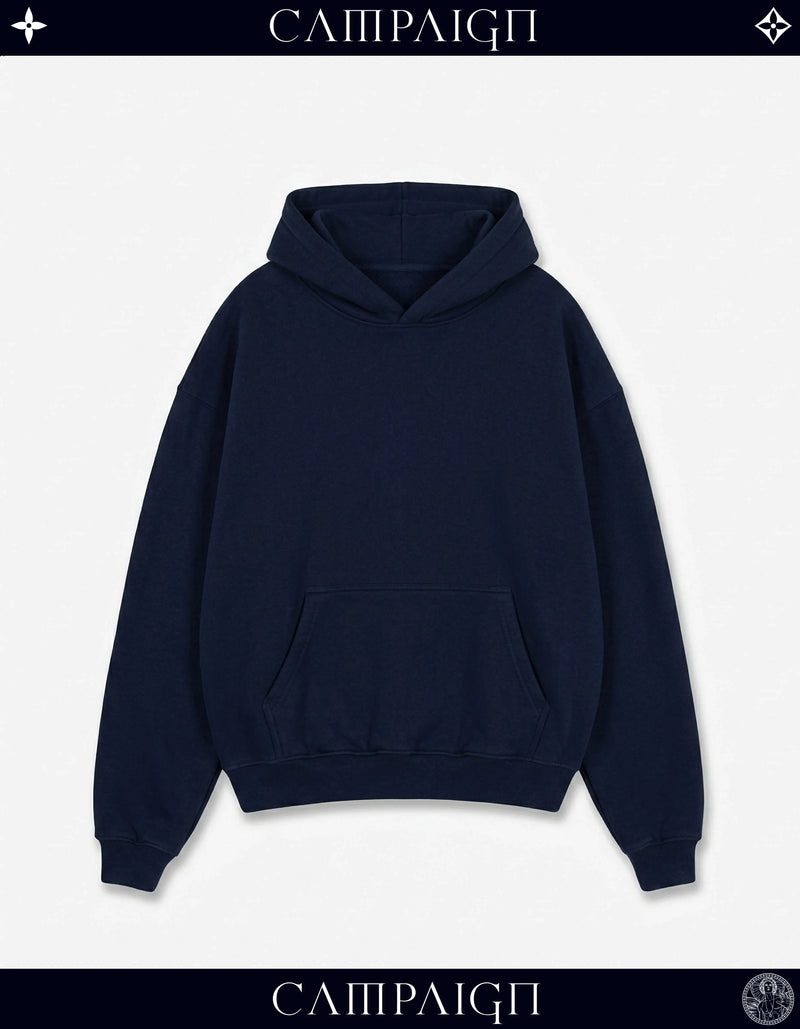 Campaign Regal Blank High-End Oversize Navy Hoodie 100% Premium Cotton