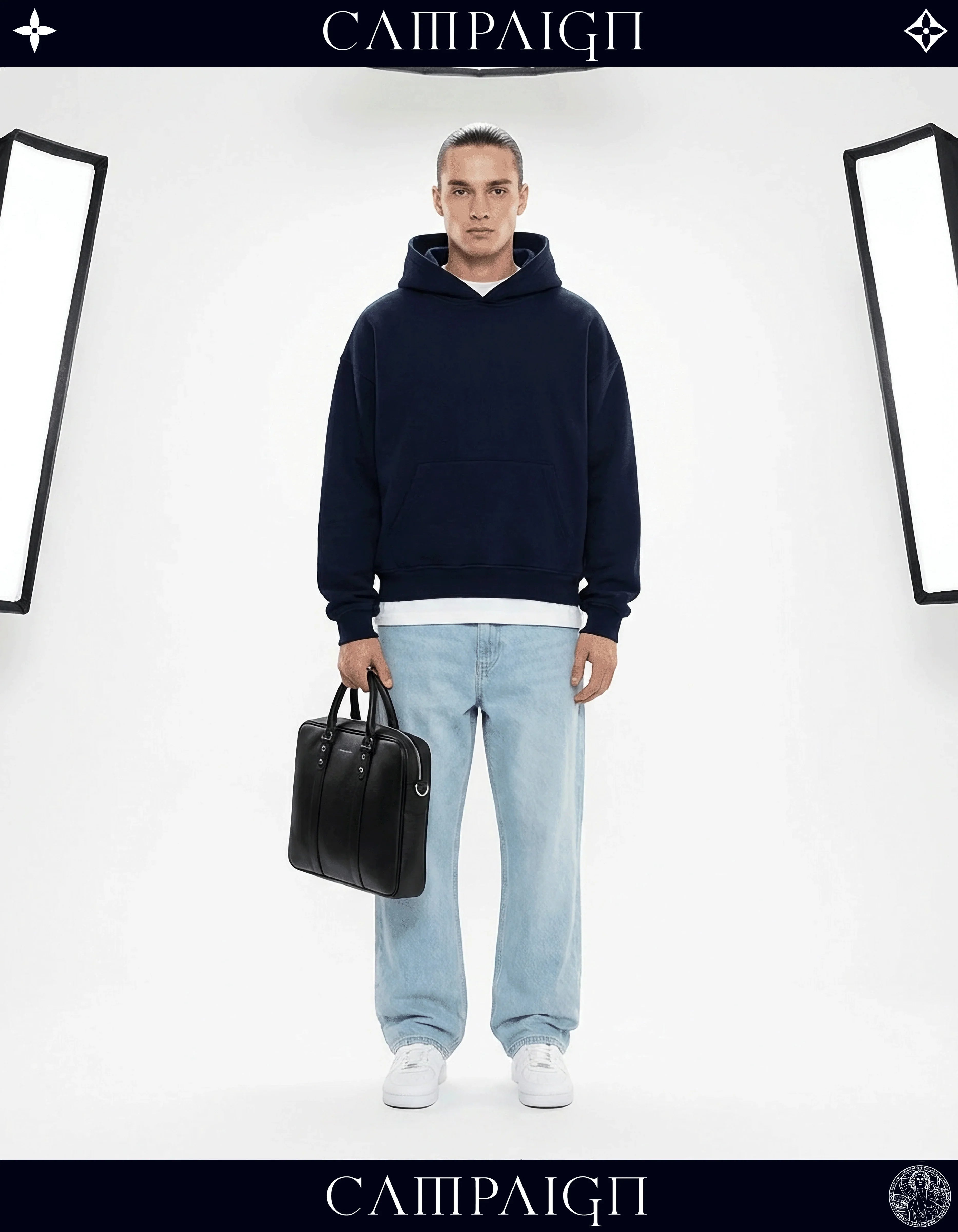 Campaign Regal Blank High-End Oversize Navy Hoodie 100% Premium Cotton