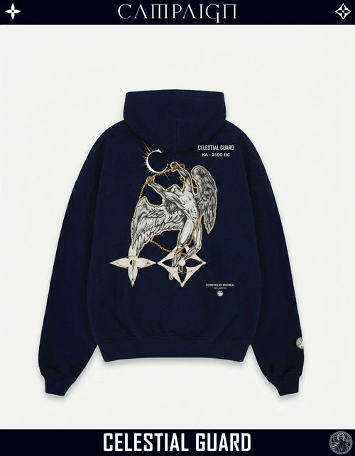 The Angelic Apocrypha High-End Oversize Navy Hoodie 100% Premium Cotton