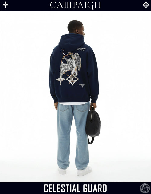 The Angelic Apocrypha High-End Oversize Navy Hoodie 100% Premium Cotton
