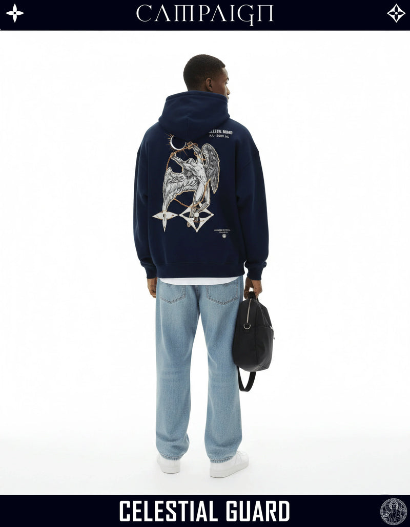 The Angelic Apocrypha High-End Oversize Navy Hoodie 100% Premium Cotton