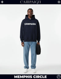 The Memphis Circle Iconic Unit High-End Oversize Navy Hoodie 100% Premium Cotton