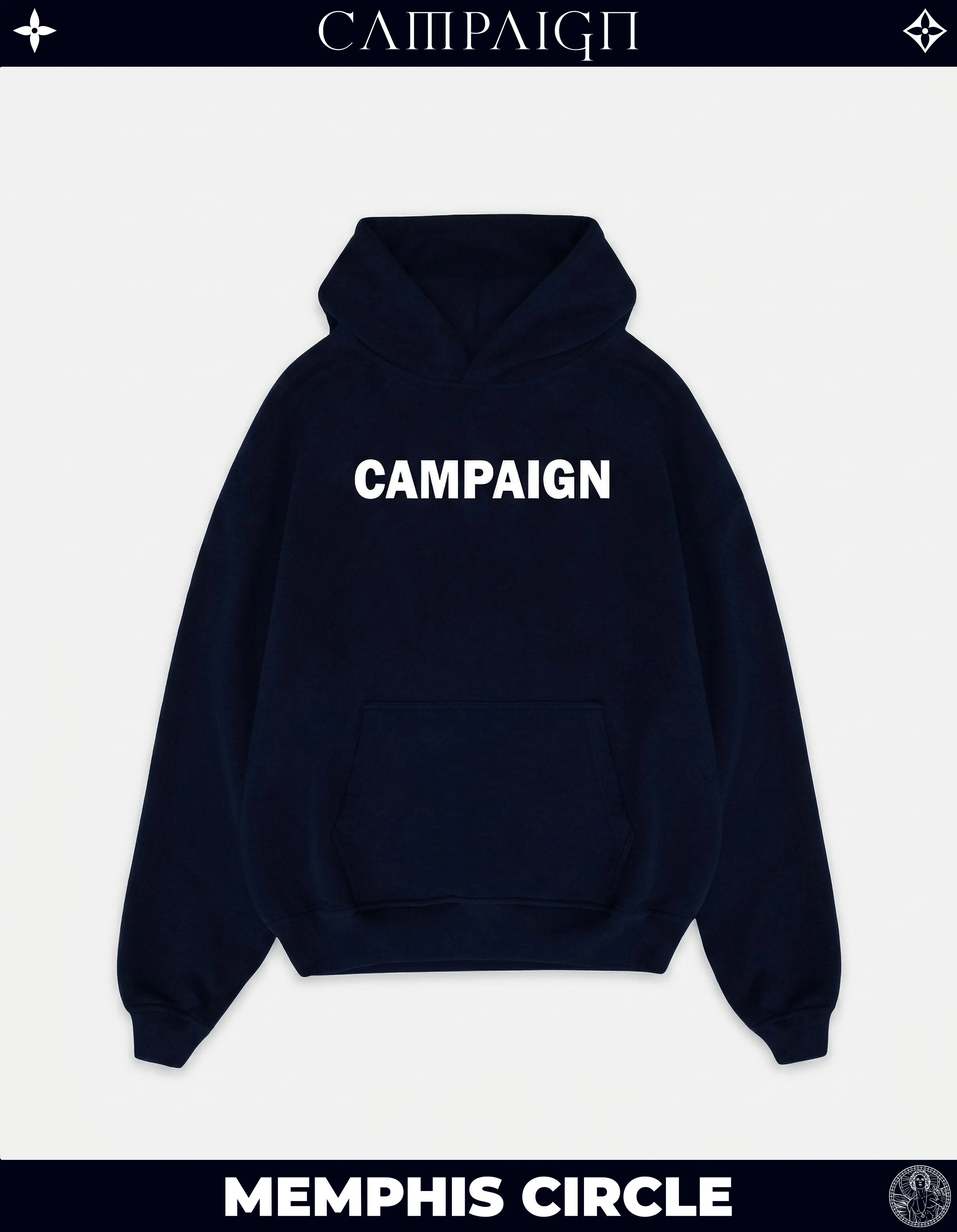 The Memphis Circle Iconic Unit High-End Oversize Navy Hoodie 100% Premium Cotton
