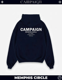 The Memphis Circle Iconic Unit High-End Oversize Navy Hoodie 100% Premium Cotton