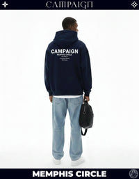 The Memphis Circle Iconic Unit High-End Oversize Navy Hoodie 100% Premium Cotton