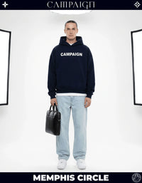The Memphis Circle Iconic Unit High-End Oversize Navy Hoodie 100% Premium Cotton