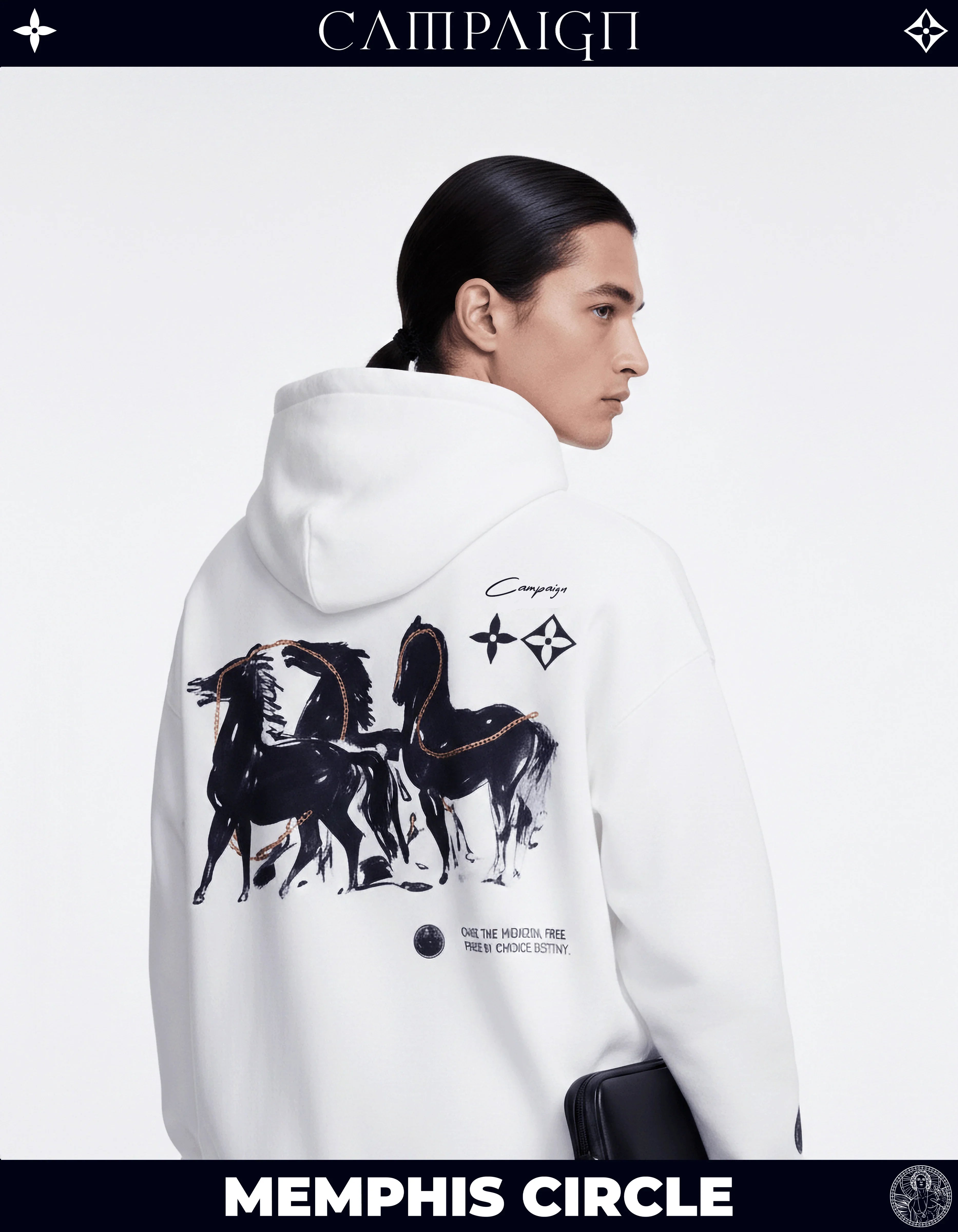 The Memphis Circle Iconic Unit High-End Oversize White Hoodie 100% Premium Cotton