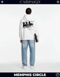 The Memphis Circle Iconic Unit High-End Oversize White Hoodie 100% Premium Cotton