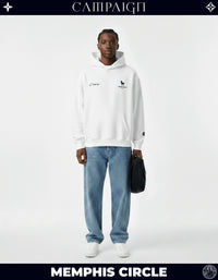 The Memphis Circle Iconic Unit High-End Oversize White Hoodie 100% Premium Cotton