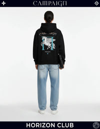 The Pegasus Ascent High-End Oversize Black Hoodie 100% Premium Cotton