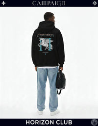 The Pegasus Ascent High-End Oversize Black Hoodie 100% Premium Cotton