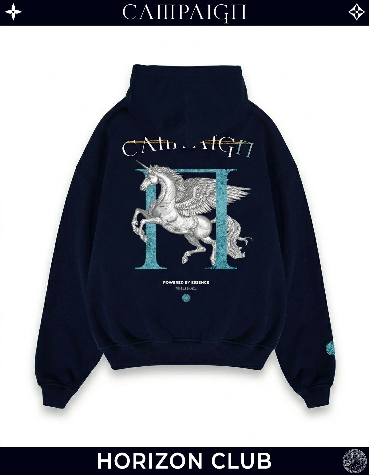 The Pegasus Ascent High-End Oversize Navy Hoodie 100% Premium Cotton