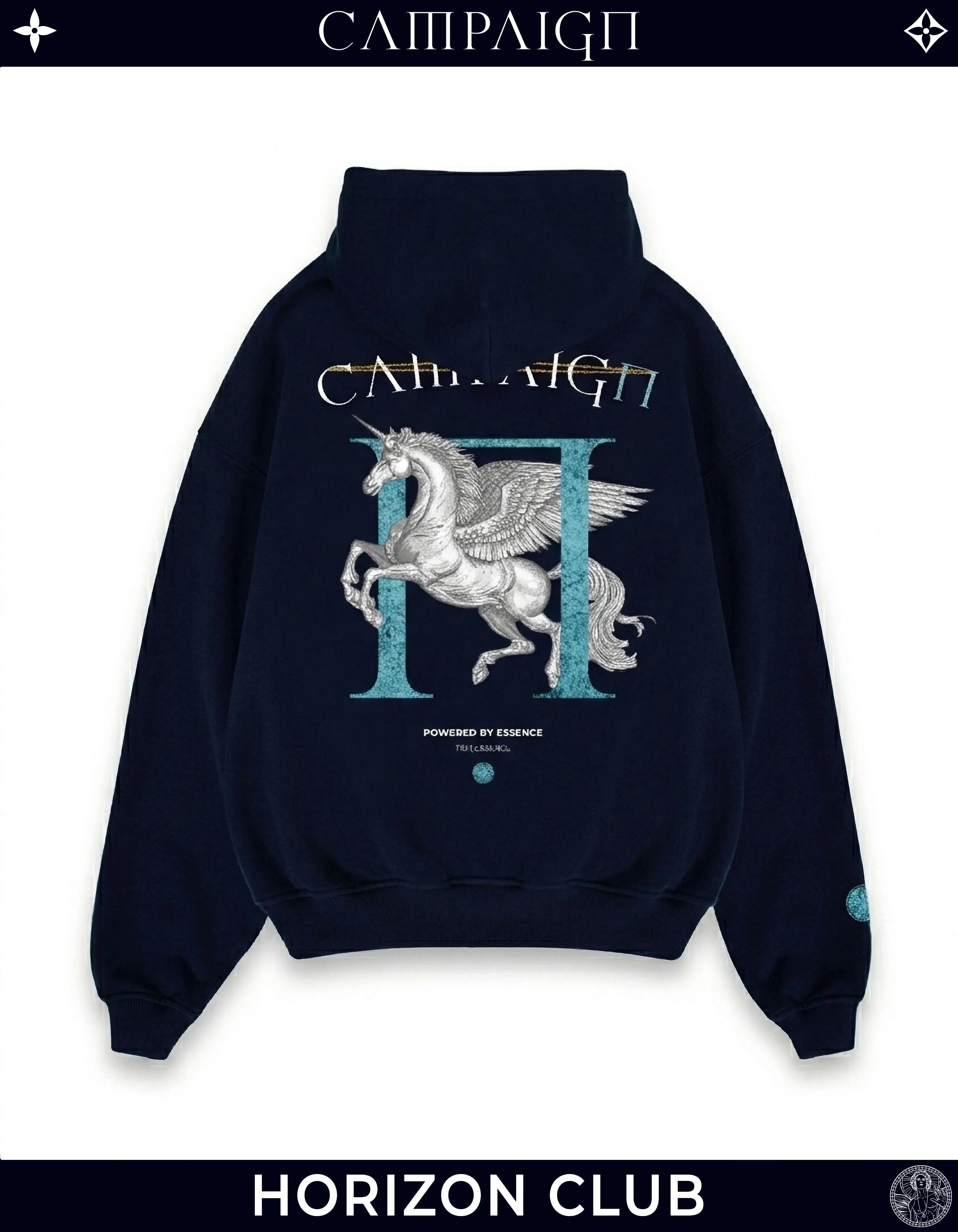 The Pegasus Ascent High-End Oversize Navy Hoodie 100% Premium Cotton