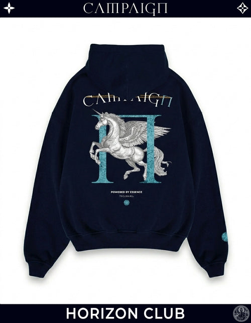 The Pegasus Ascent High-End Oversize Navy Hoodie 100% Premium Cotton