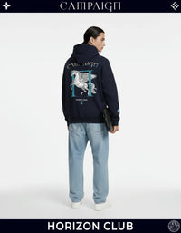 The Pegasus Ascent High-End Oversize Navy Hoodie 100% Premium Cotton